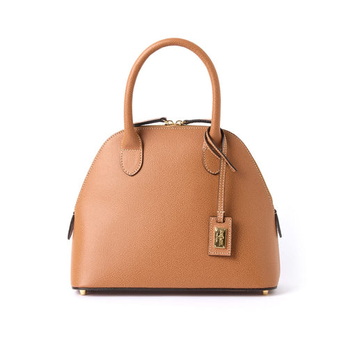 Bella Palmellato Leather Top-Handle Bag in Tan, view 2 [fp-color:tan]