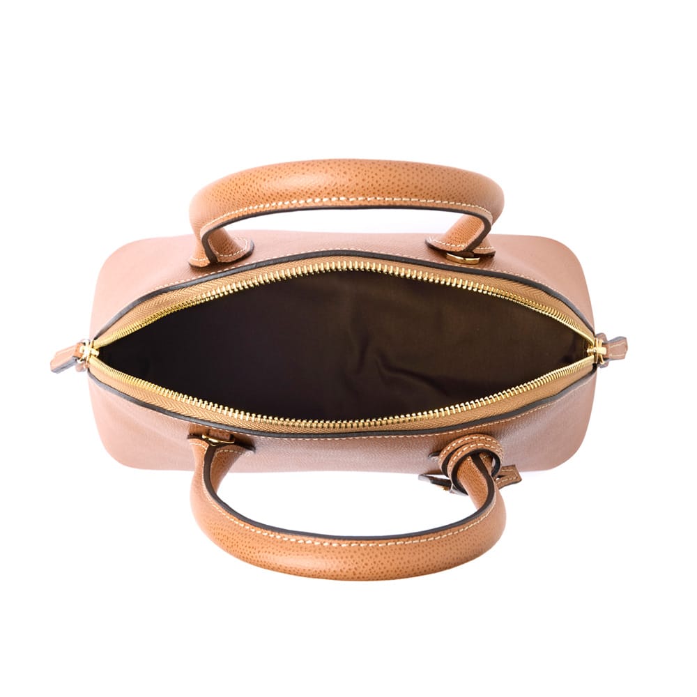 Bella Palmellato Leather Top-Handle Bag in Tan, view 3