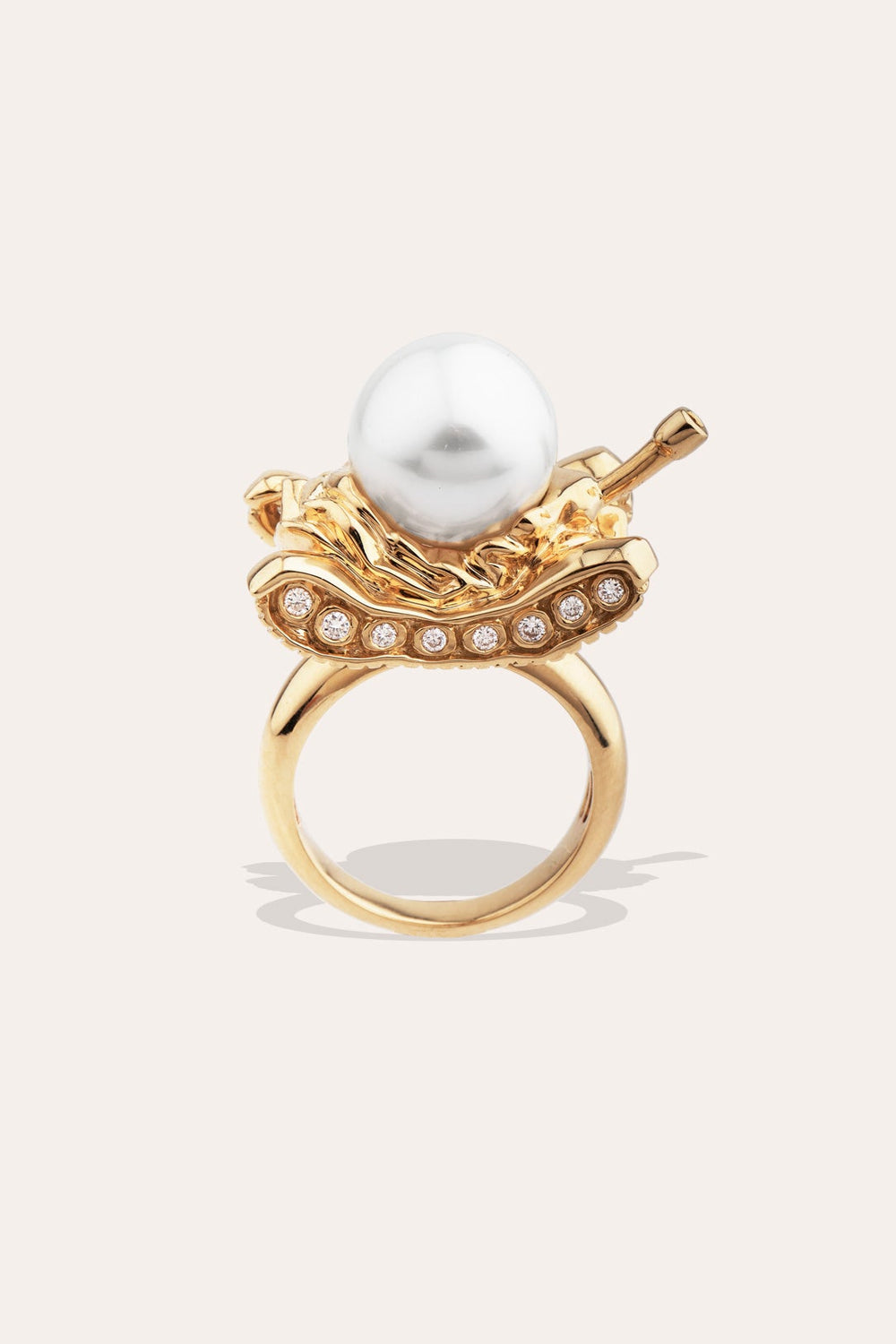 Portrait Gold, Diamond & South Sea Pearl Ring — product view