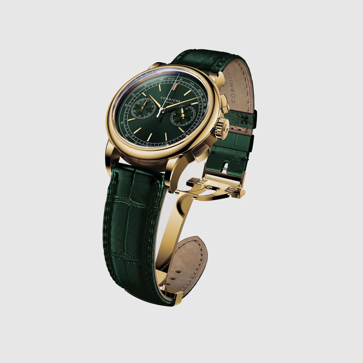 Heritage Chronograph 39 mm in Green / Yellow Gold, view 2