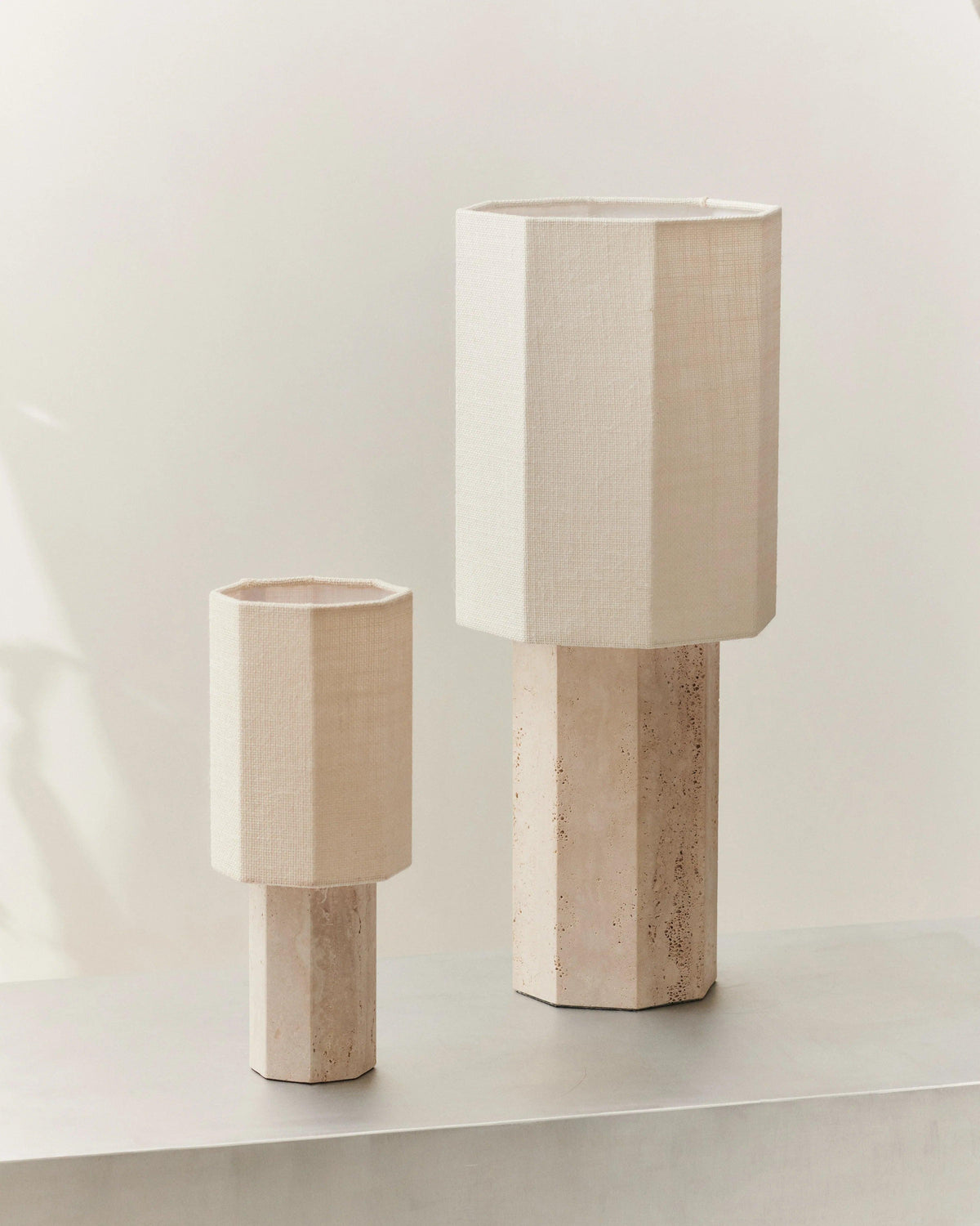 Eight Over Eight Lamp Beige Travertine — product view