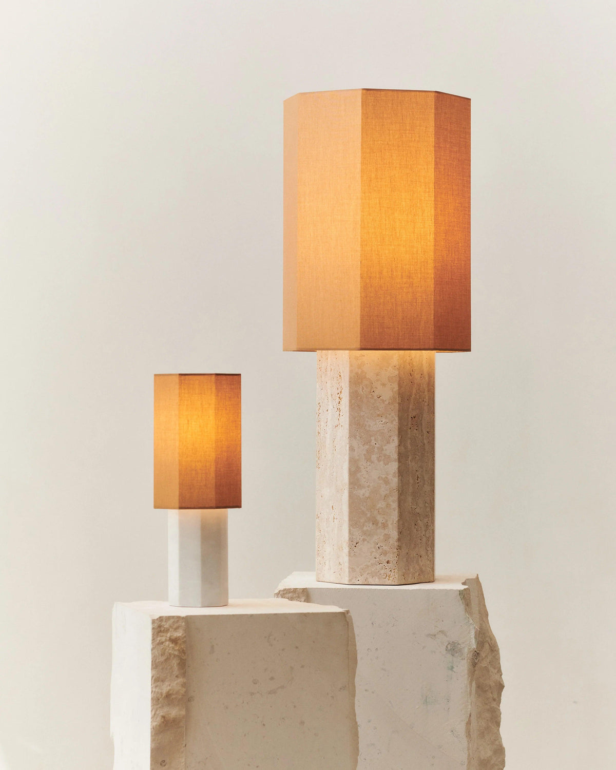 Eight Over Eight Lamp Beige Travertine — view 3