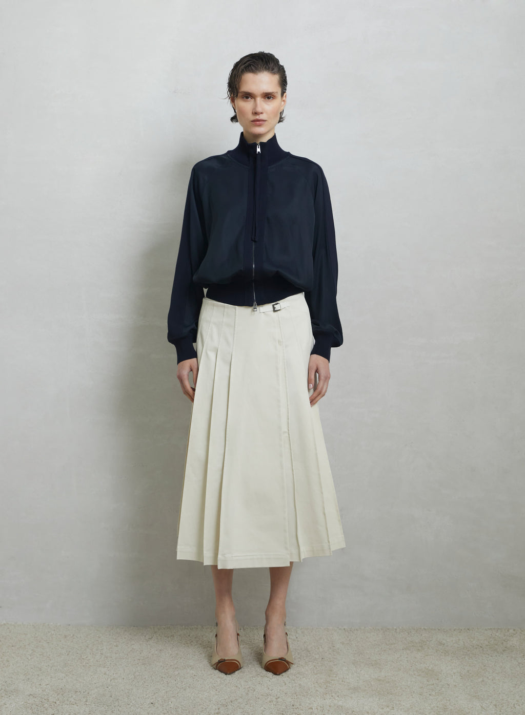 Silk and Cotton Twill Bomber Jacket — Lorena Antoniazzi (4)