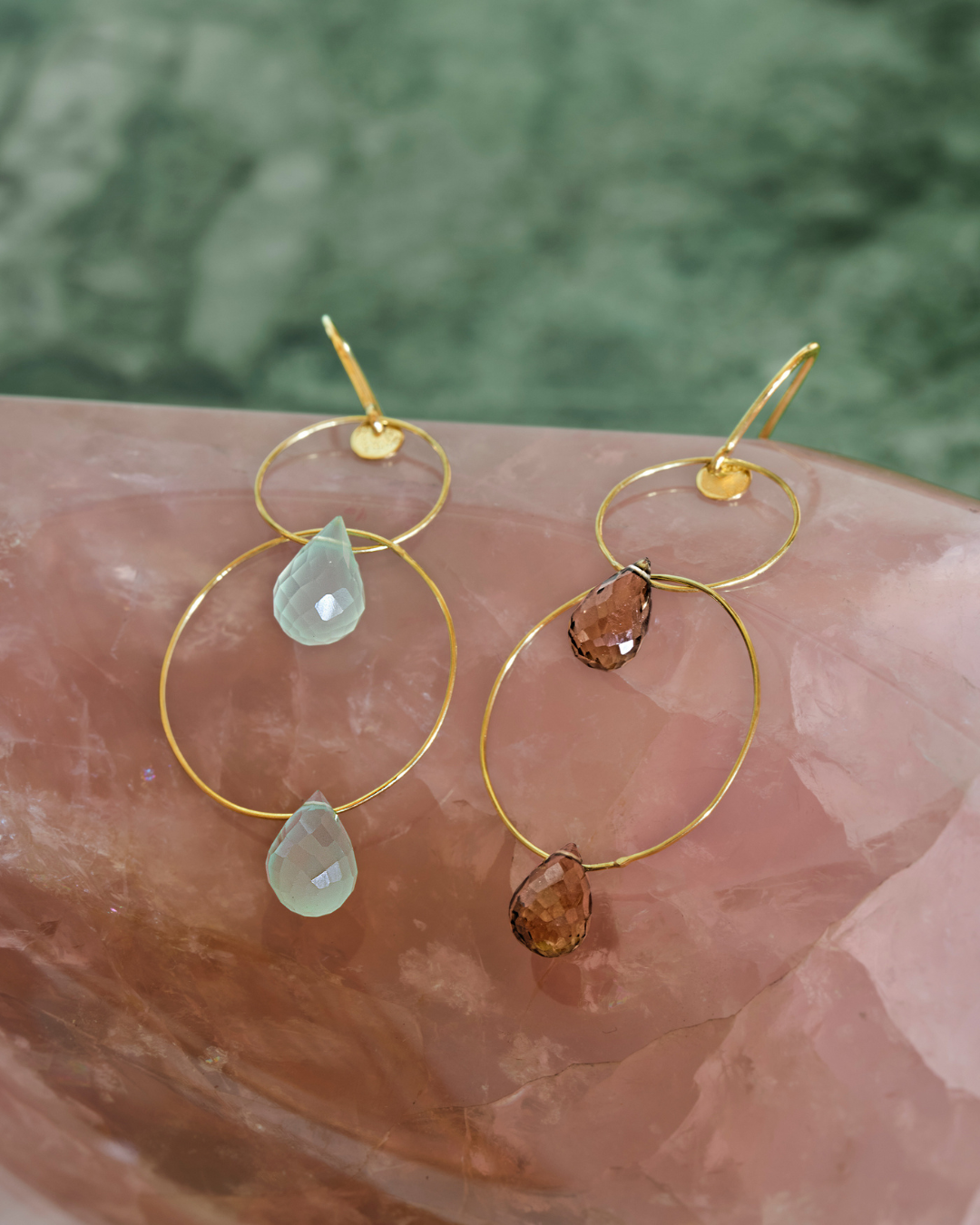 Micaela Earring in green onyx, view 3