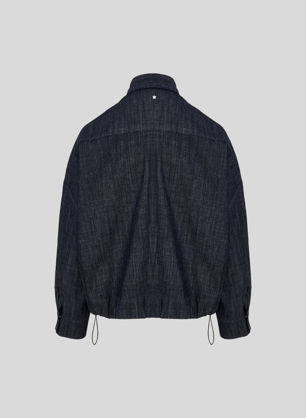 Drawstring Denim Overshirt in Dark Blue, view 5