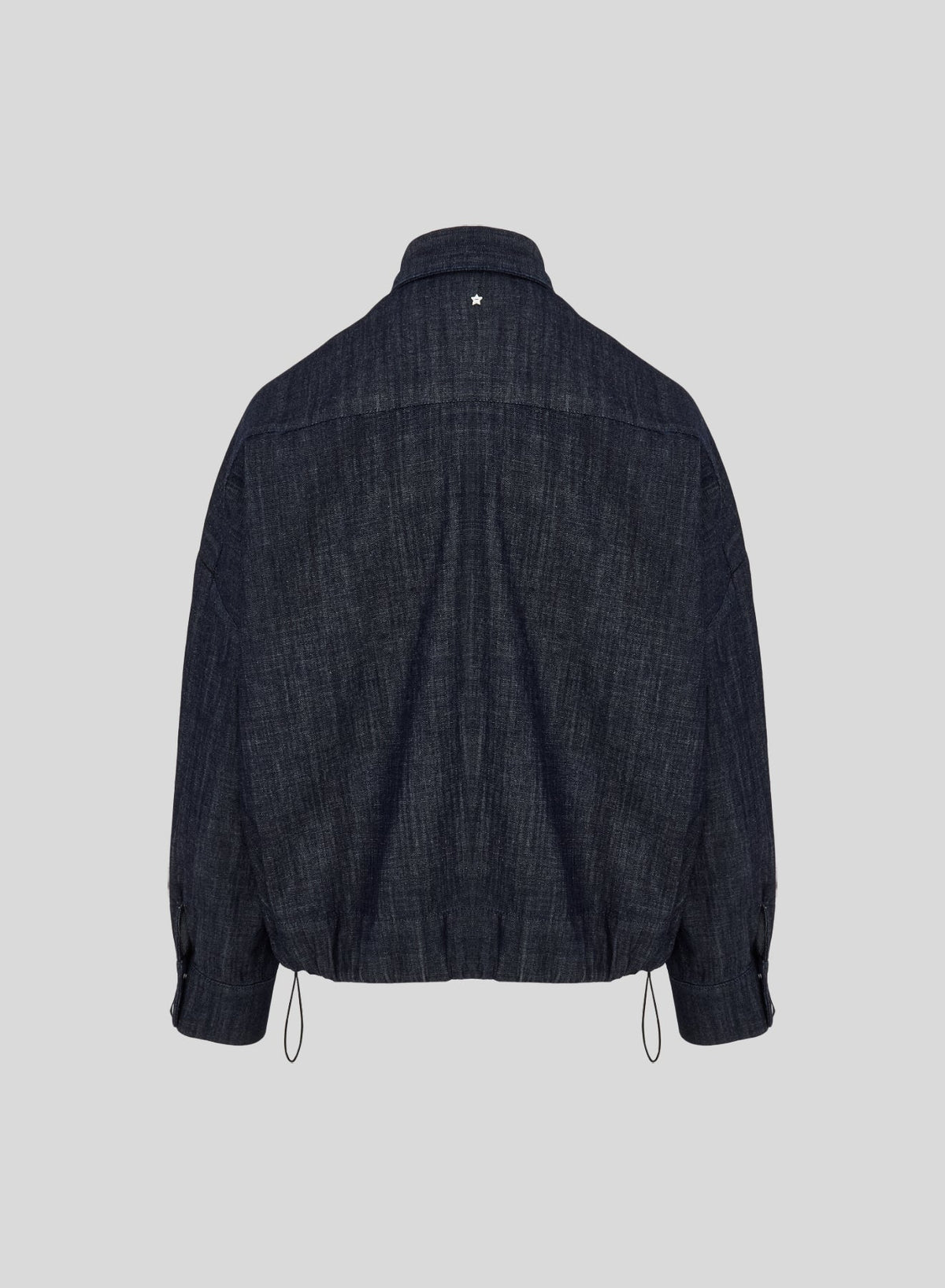 Drawstring Denim Overshirt in Dark Blue, view 5