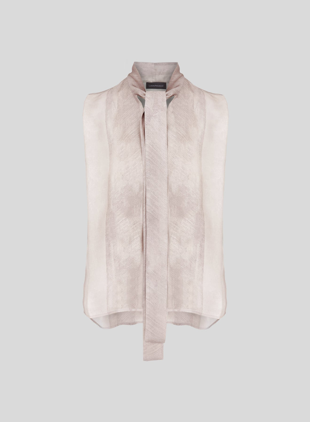 Printed Silk Tie-Neck Top in Blush Print, primary view [fp-color:blush-print]