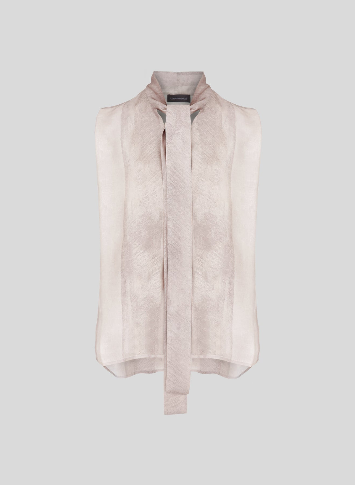 Printed Silk Tie-Neck Top in Blush Print, primary view