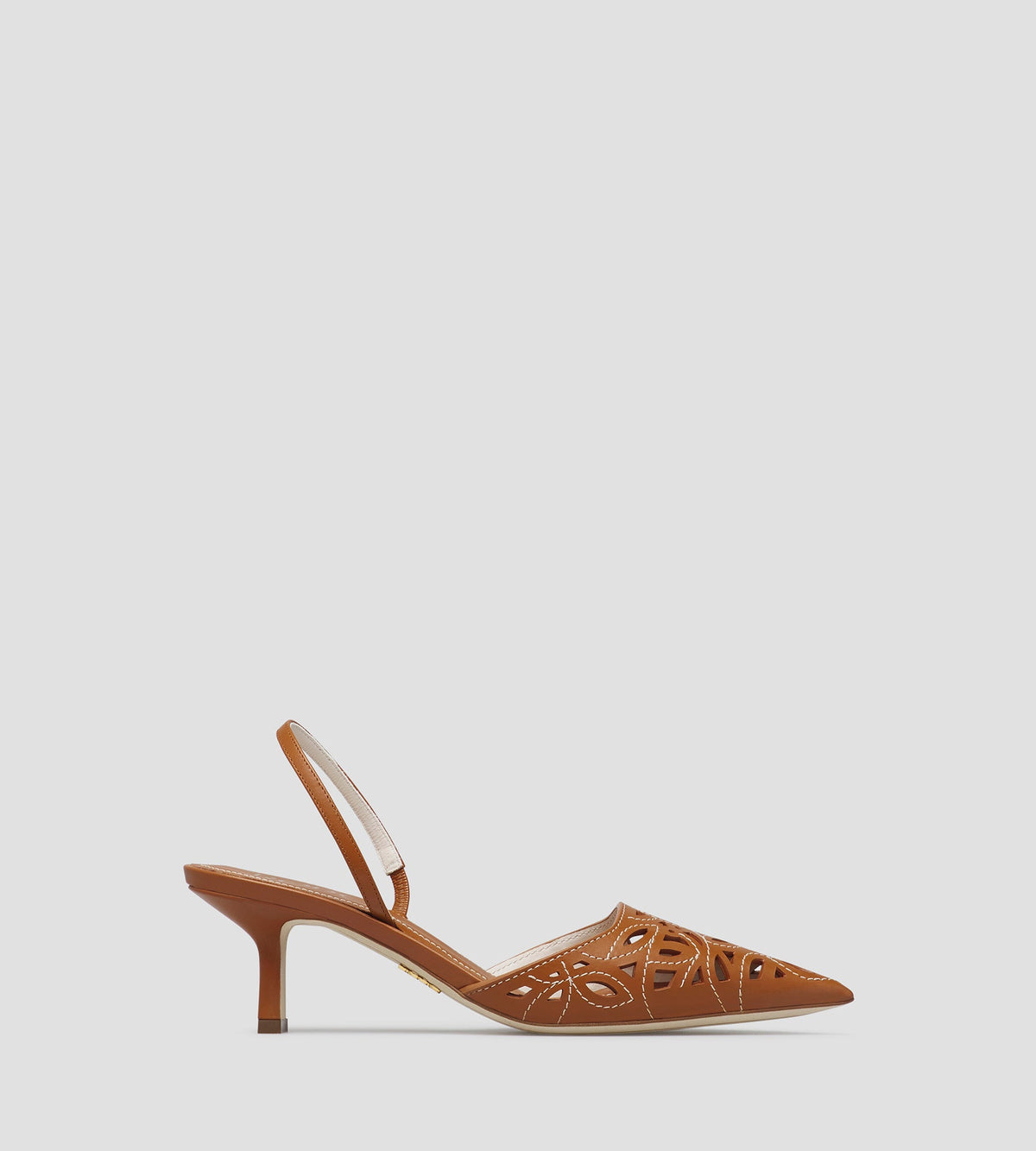 Shirley 55 Leather Slingbacks in Tan