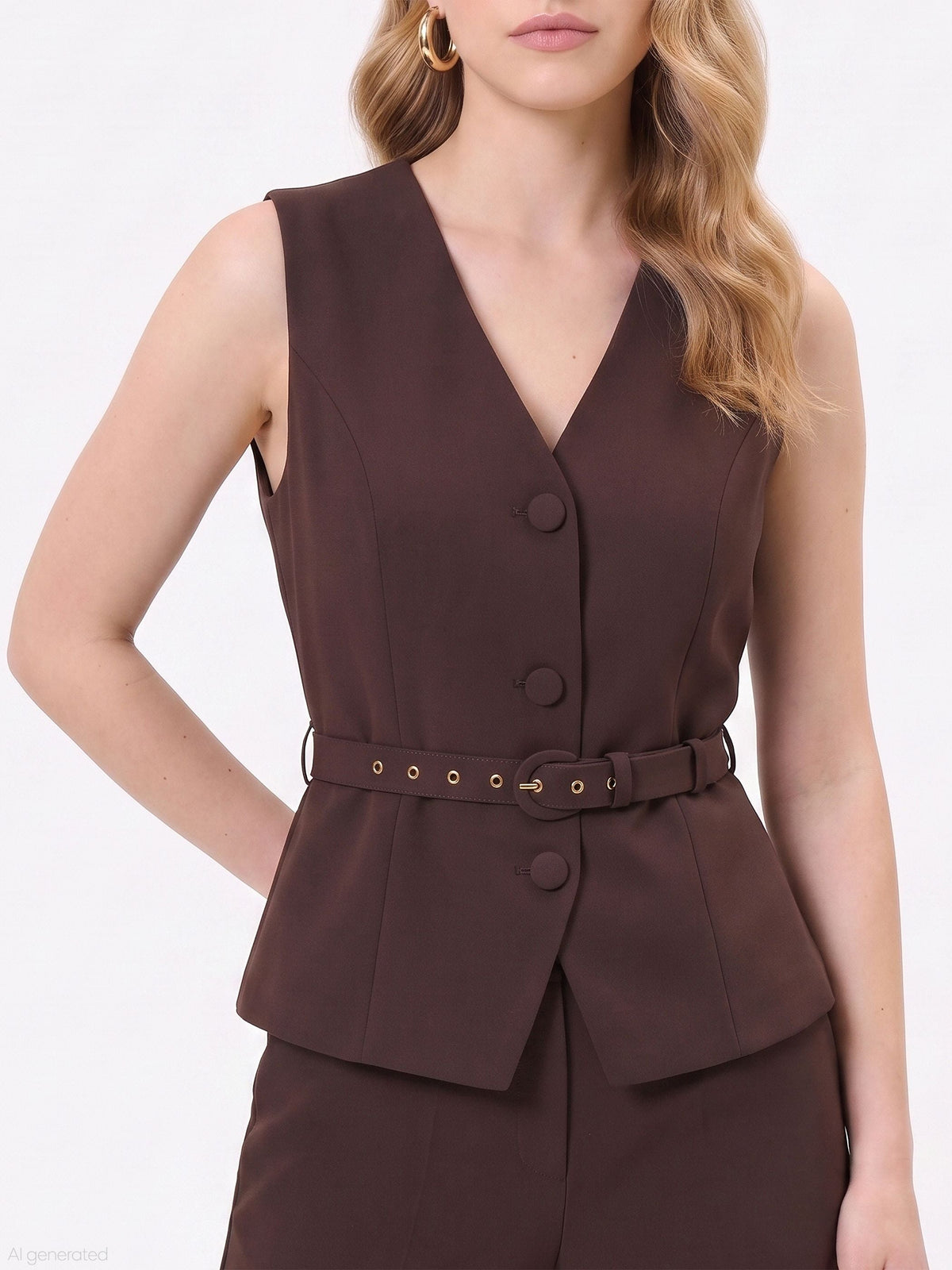 Fluid Wide-Leg Jumpsuit in Chocolate, view 2