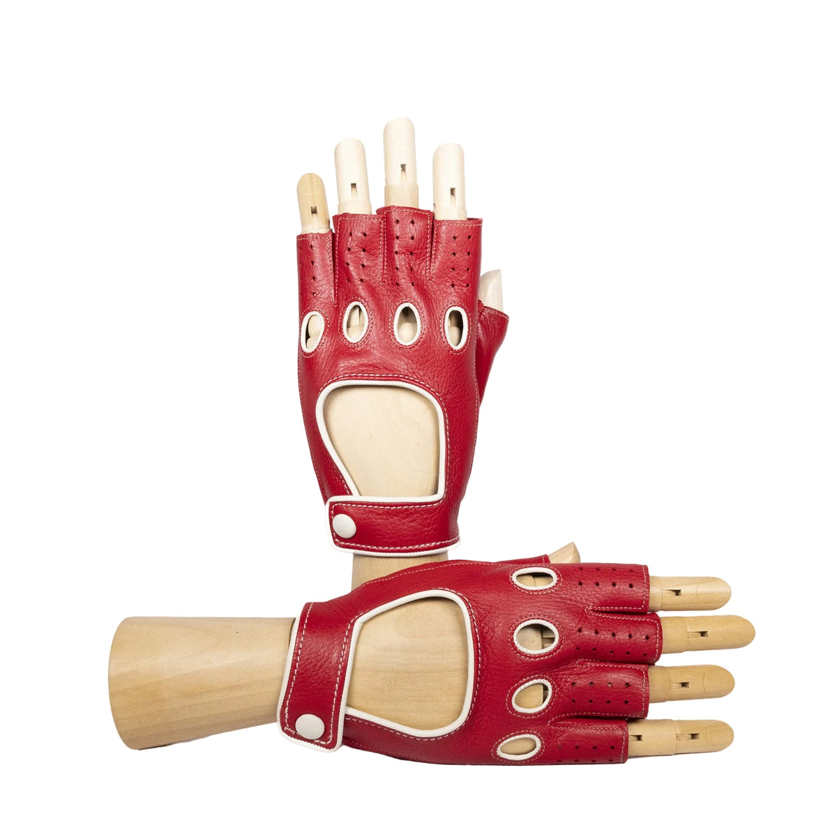 Column Deerskin Driving Gloves with Strap in Red, primary view