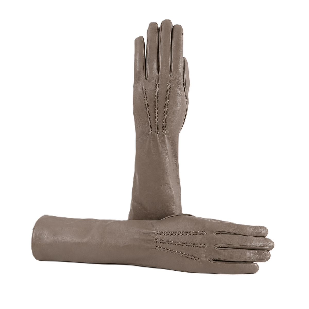 Column Six-Button Nappa Gloves in Taupe, primary view
