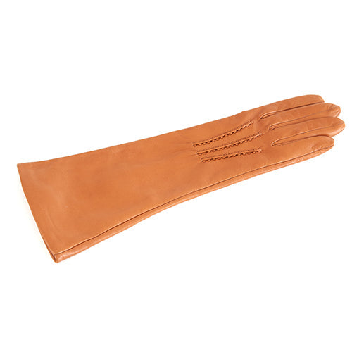 Column Six-Button Nappa Gloves in Camel, view 3