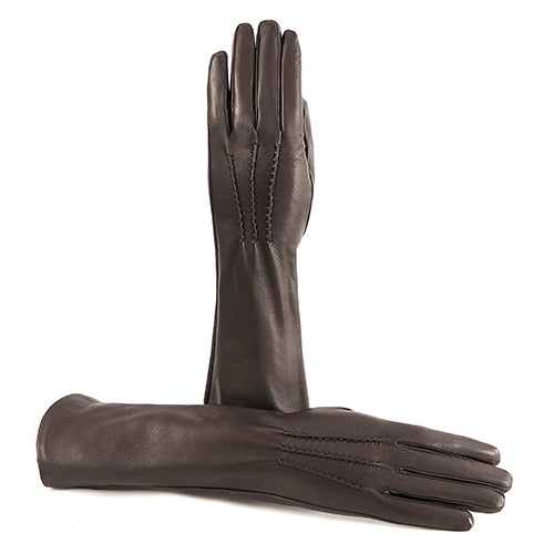 Column Six-Button Nappa Gloves in Black, primary view