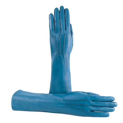 Column Six-Button Nappa Gloves in Petrol, primary view