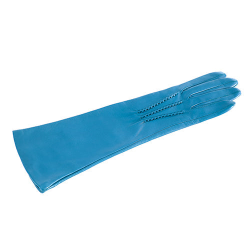 Column Six-Button Nappa Gloves in Petrol, view 3