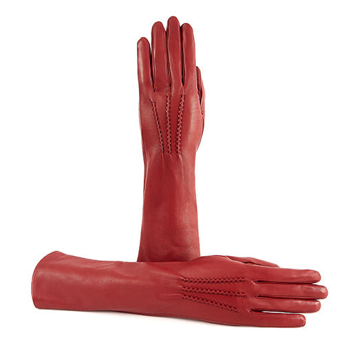 Column Six-Button Nappa Gloves in Rum, primary view