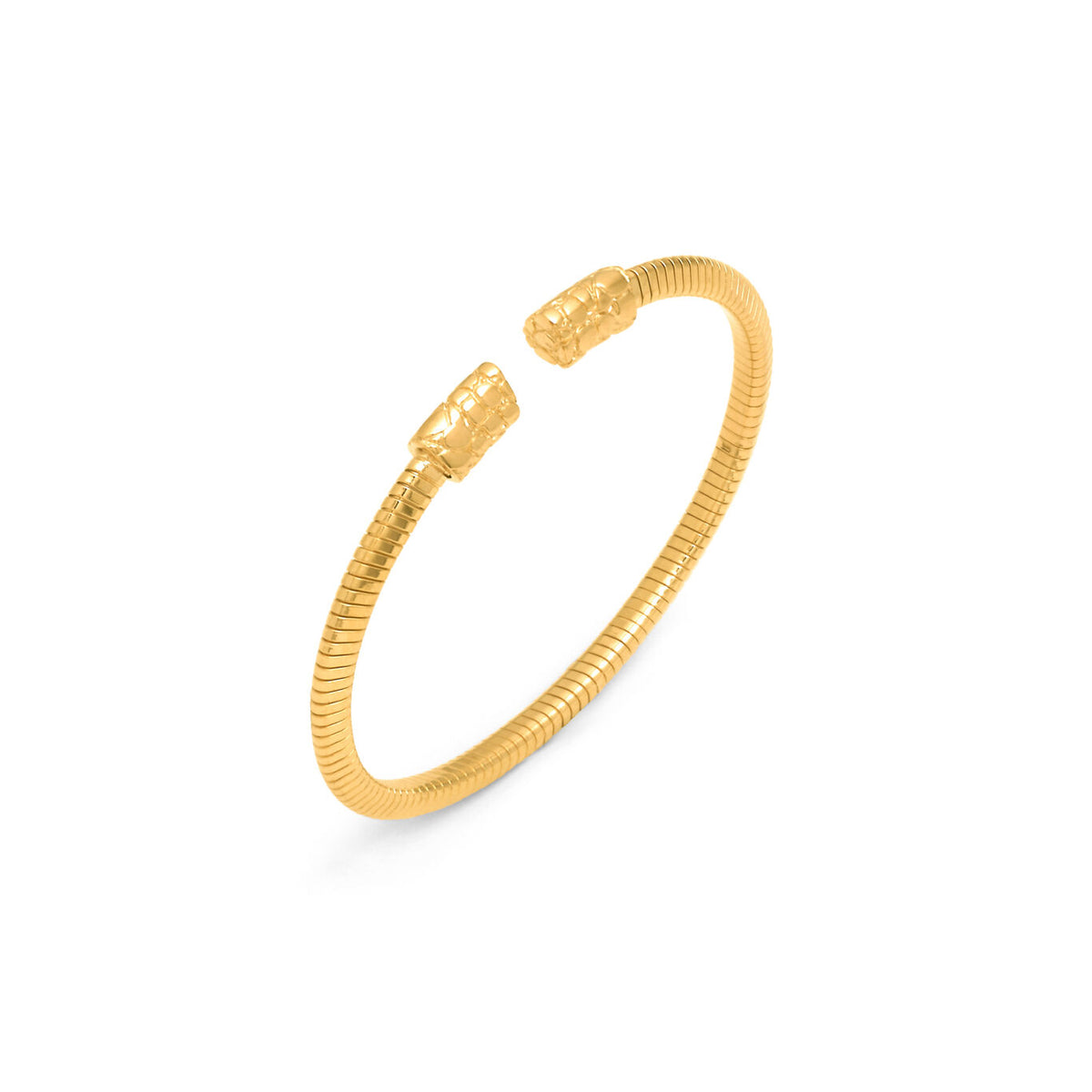 Orbit Croc-Textured Tubogas Open Bangle in Gold-plated silver, primary view