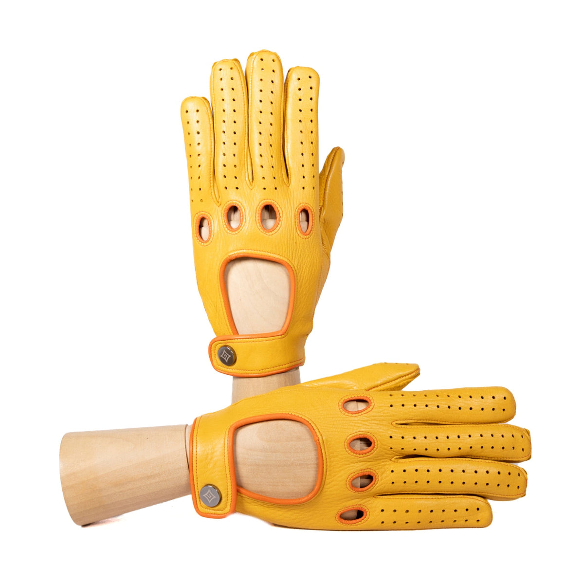 Contour Deerskin Driving Gloves with Snap in Yellow, primary view