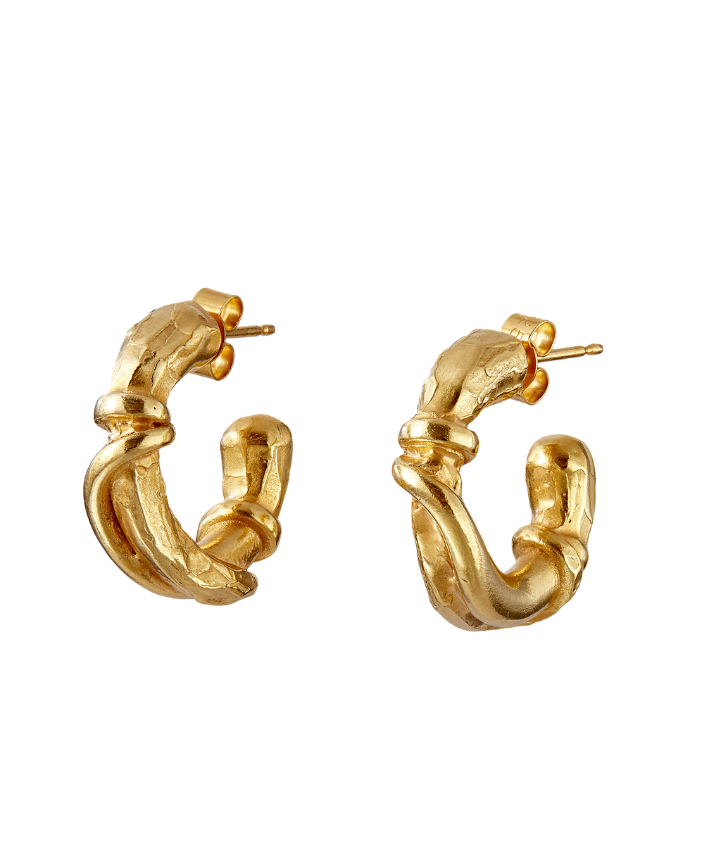 Crescent Gold-Plated Bronze Twist Hoops, primary view