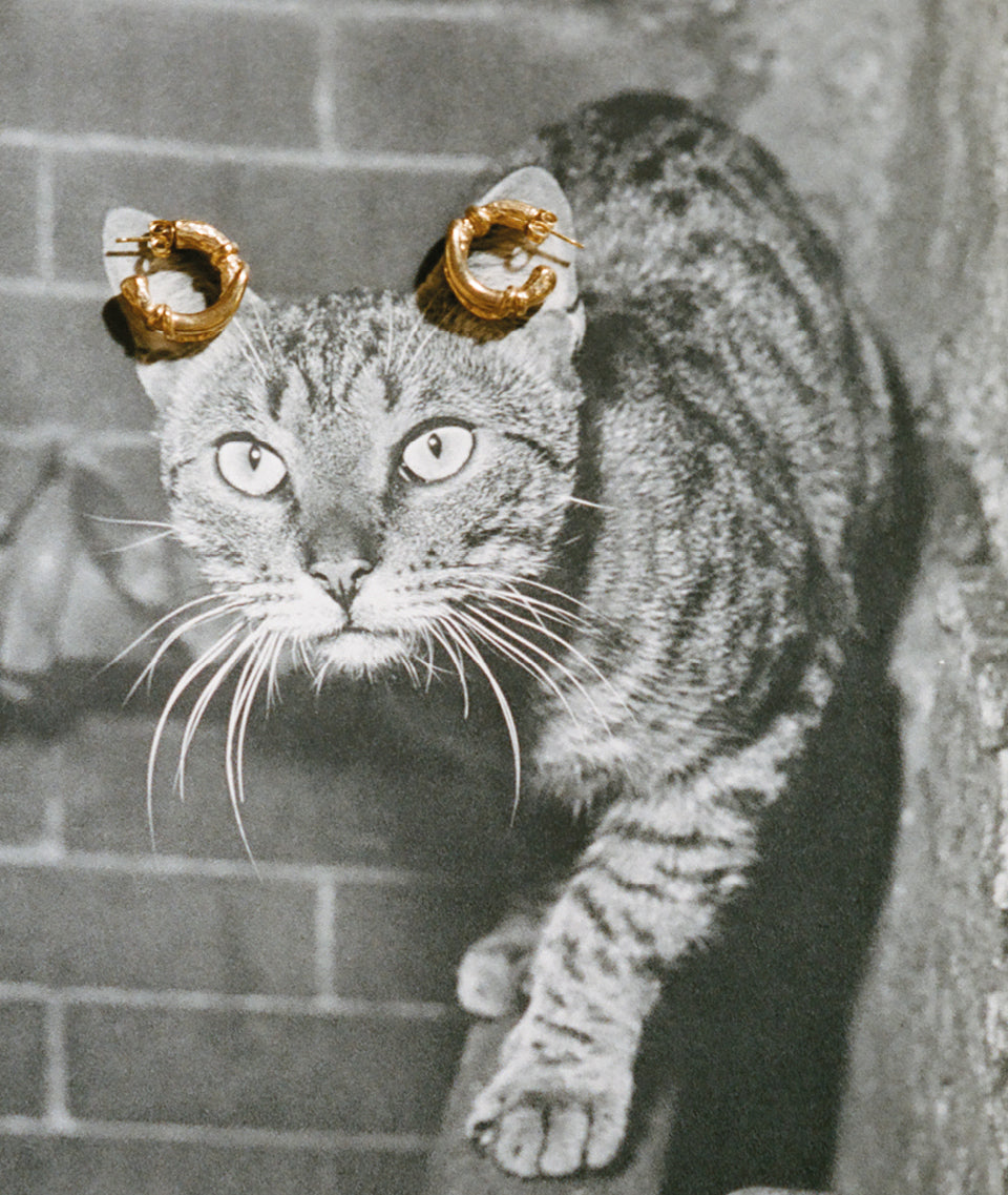Crescent Gold-Plated Bronze Twist Hoops, view 2