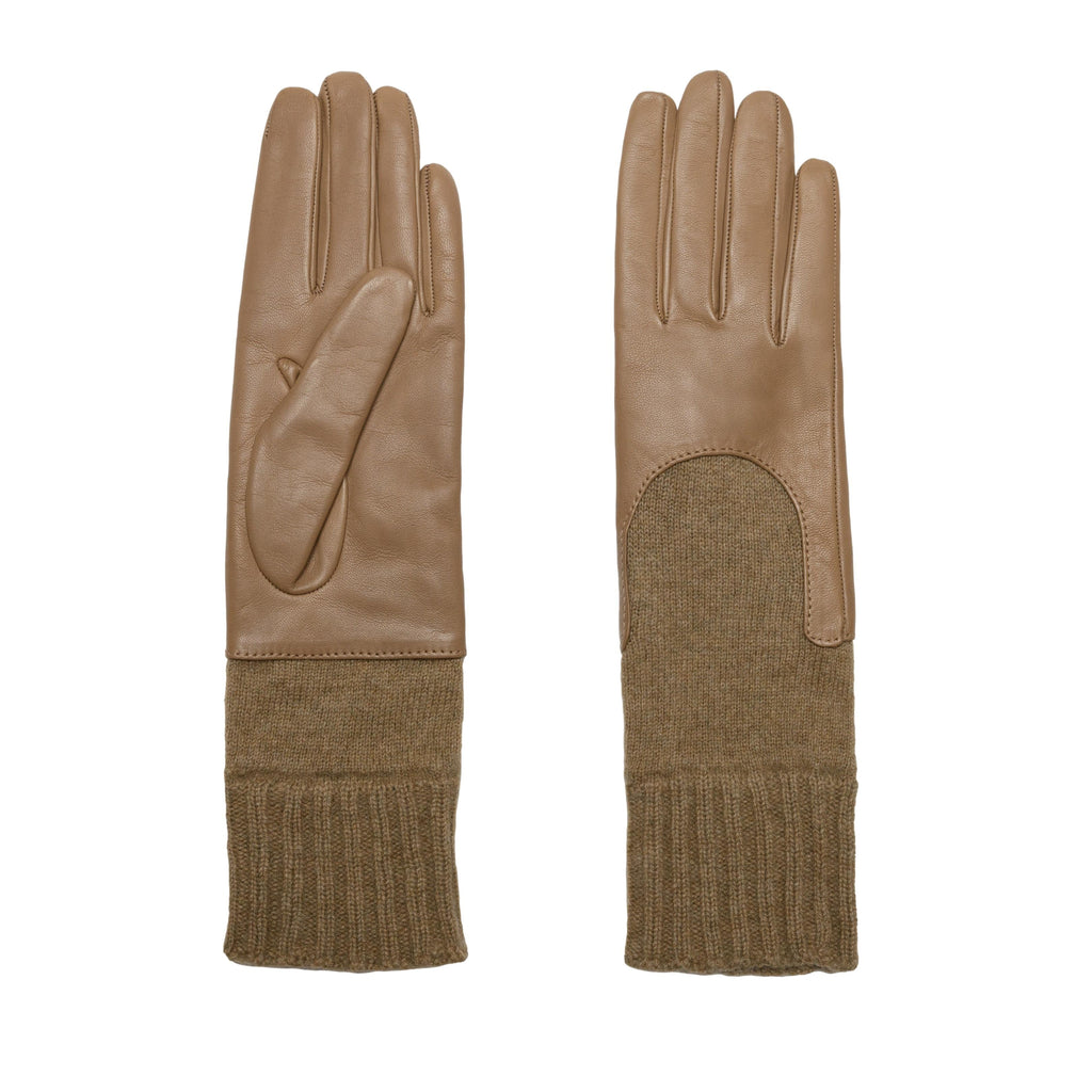 Contour Nappa Gloves with Cashmere Sleeve in Taupe, primary view