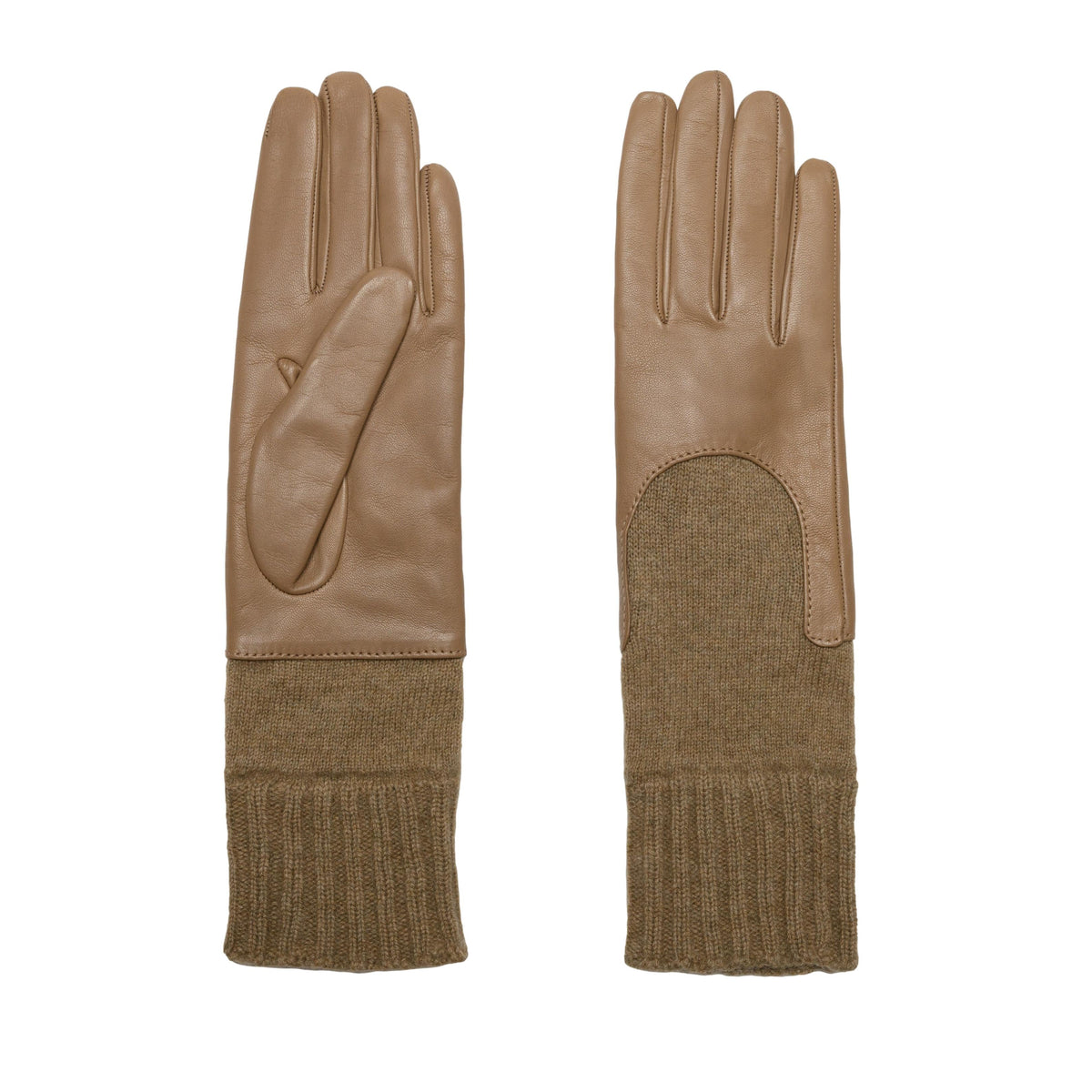 Contour Nappa Gloves with Cashmere Sleeve in Taupe, primary view