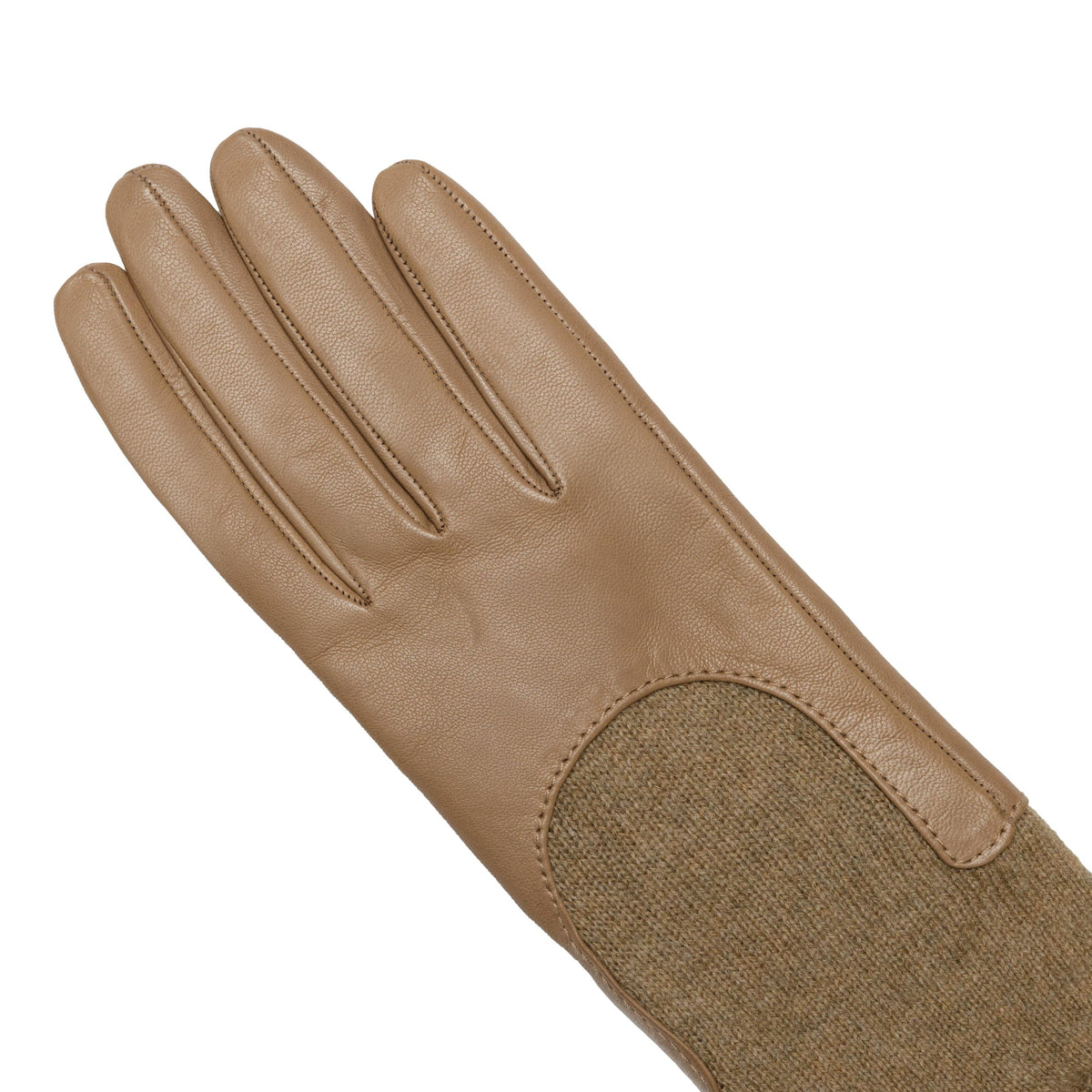 Contour Nappa Gloves with Cashmere Sleeve in Taupe, view 2