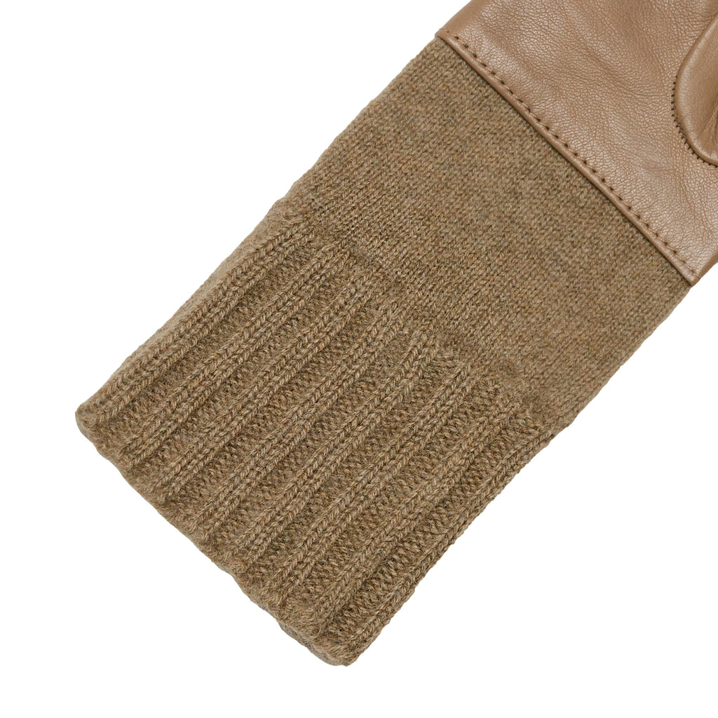 Contour Nappa Gloves with Cashmere Sleeve in Taupe, view 3
