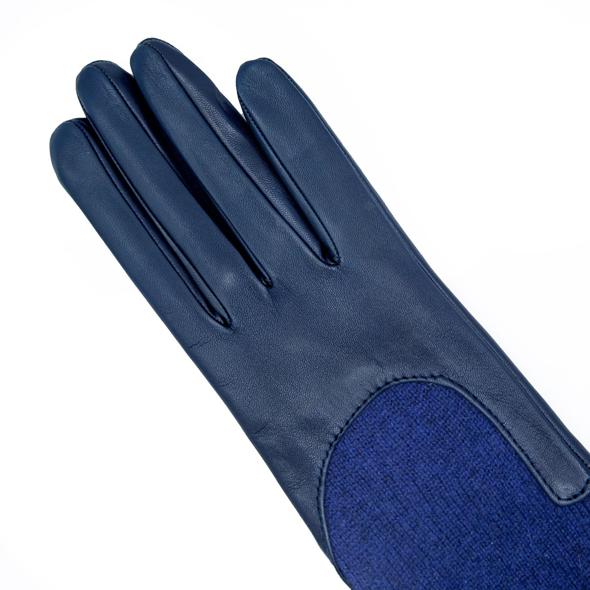 Contour Nappa Gloves with Cashmere Sleeve in Navy, view 2