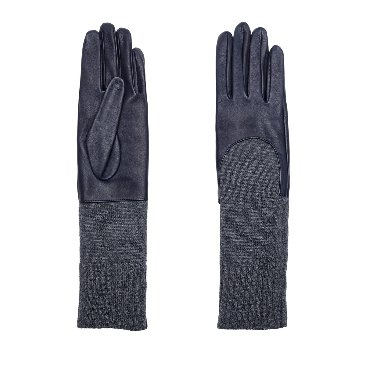 Contour Nappa Gloves with Cashmere Sleeve in Navy, view 4