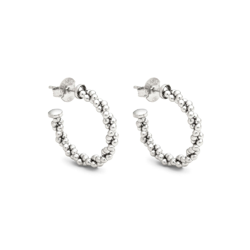 Crescent Wheat-Chain Hoop Earrings in Silver, primary view