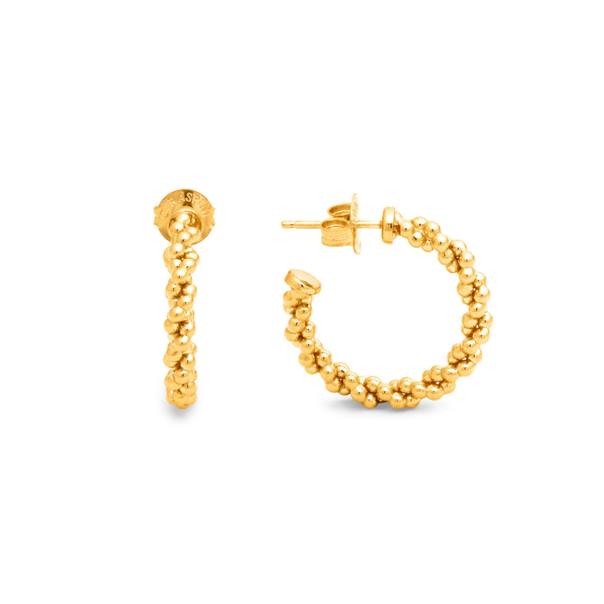 Crescent Wheat-Chain Hoop Earrings in Gold-plated silver, view 3