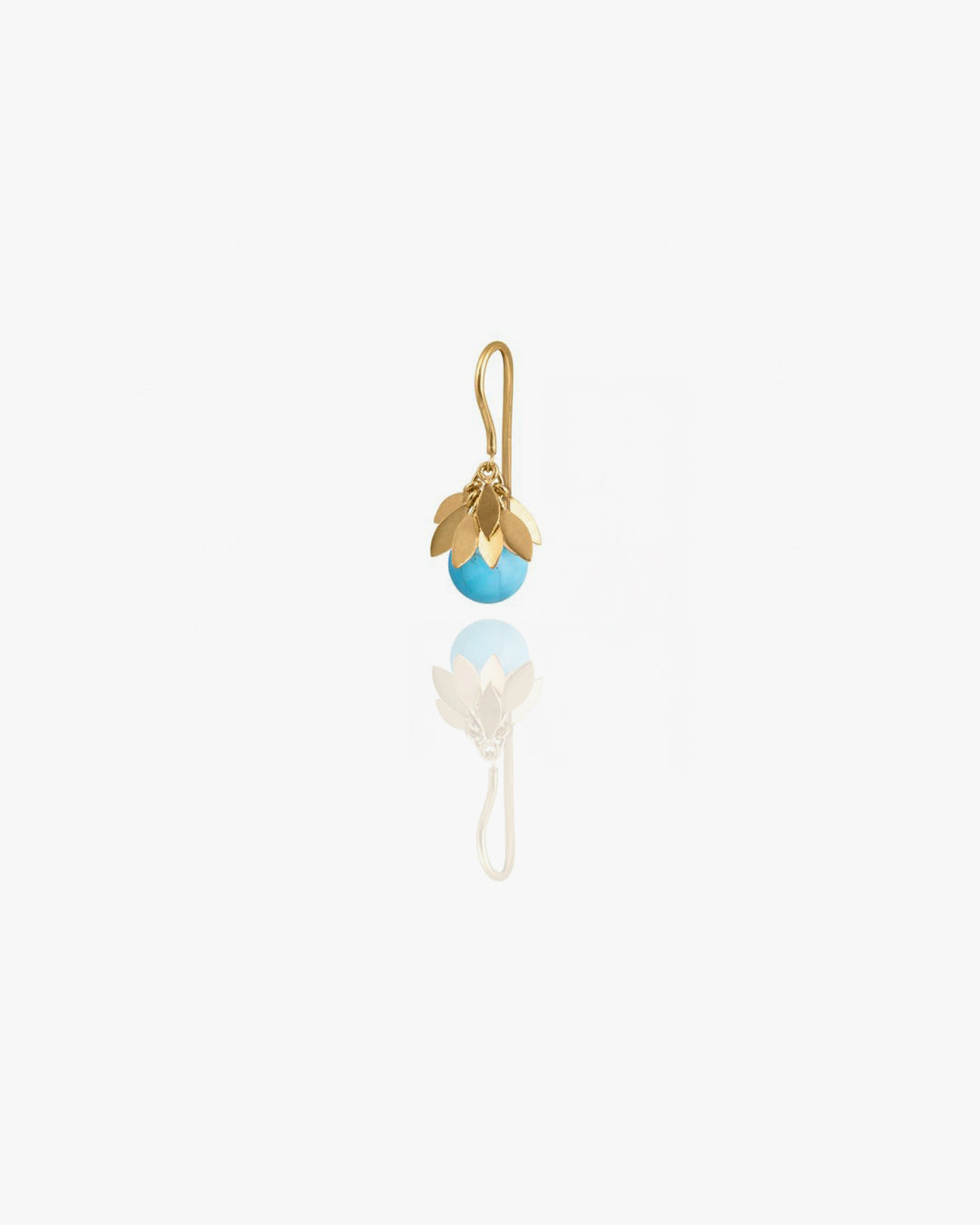 Crest Gold Leaf Gemstone Earring in Turquoise, primary view