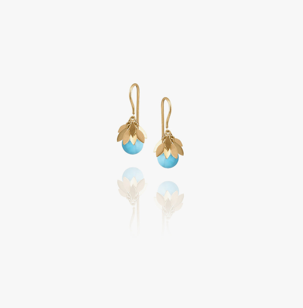 Crest Gold Leaf Gemstone Earring in Turquoise, view 2