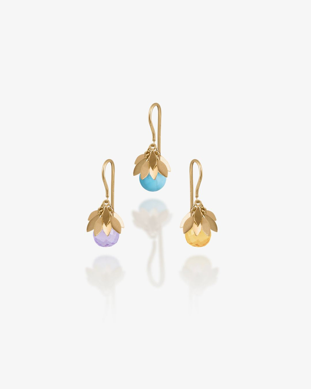 Crest Gold Leaf Gemstone Earring in Turquoise, view 3