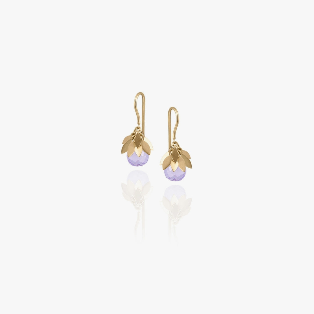 Crest Gold Leaf Gemstone Earring in Lavender Amethyst, view 2