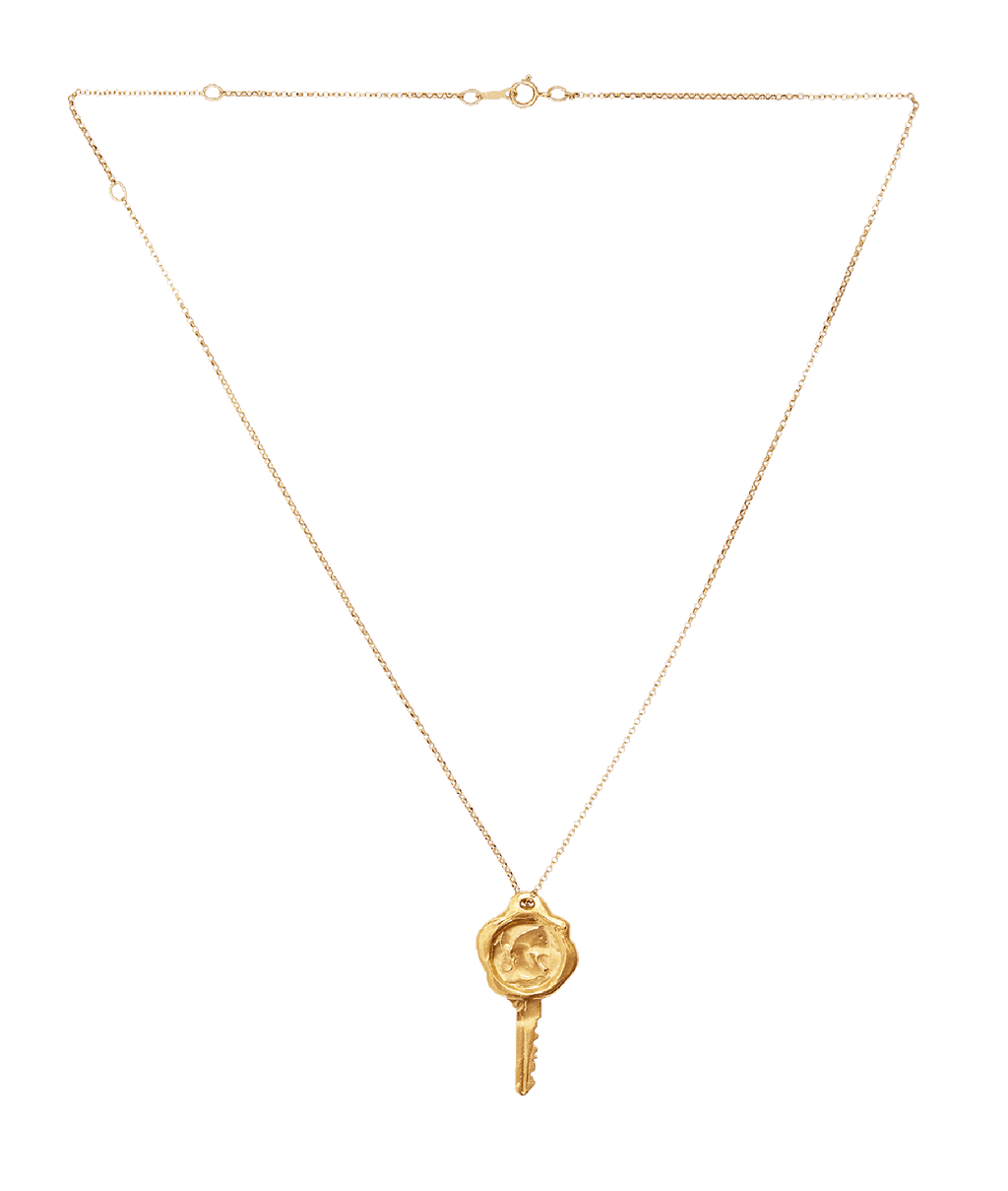 Crest Gold-Plated Bronze Key Necklace, view 3