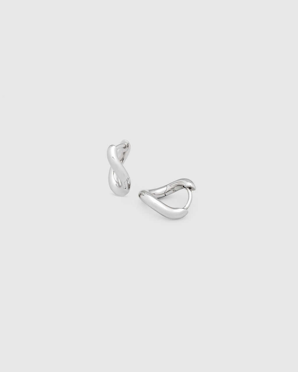 Trace Sculptural Huggie Earrings in Silver, primary view