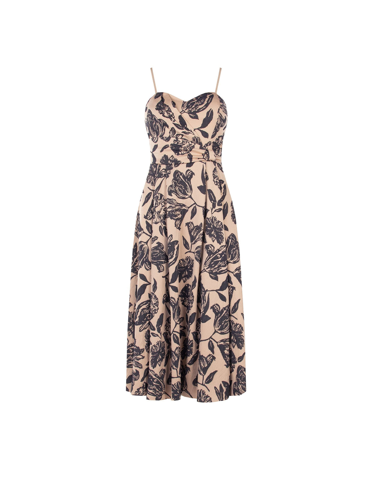 Floral Jacquard Midi Dress in Navy Floral, view 5