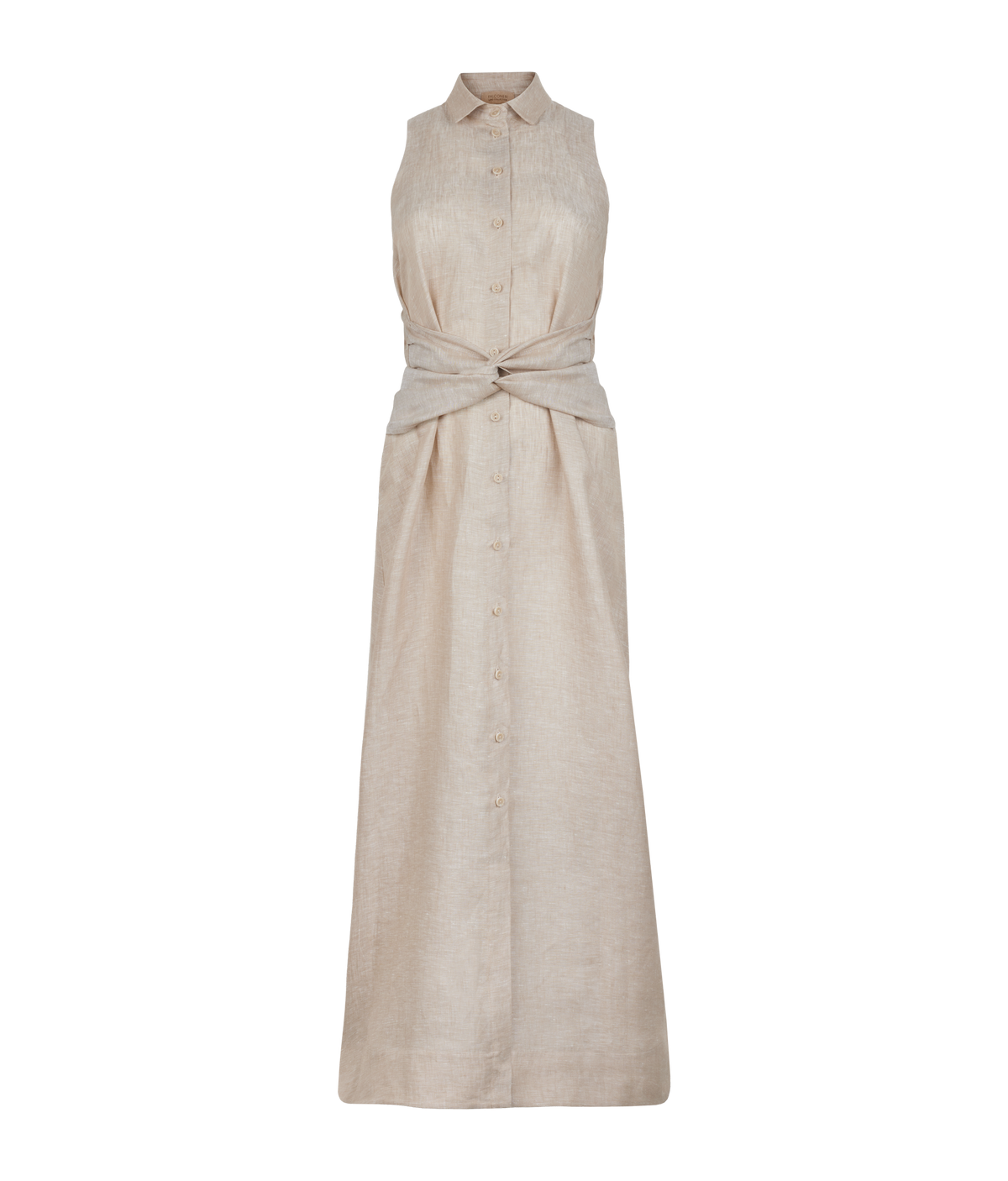 Poise Crossover Linen Dress in Natural Ecru, view 5