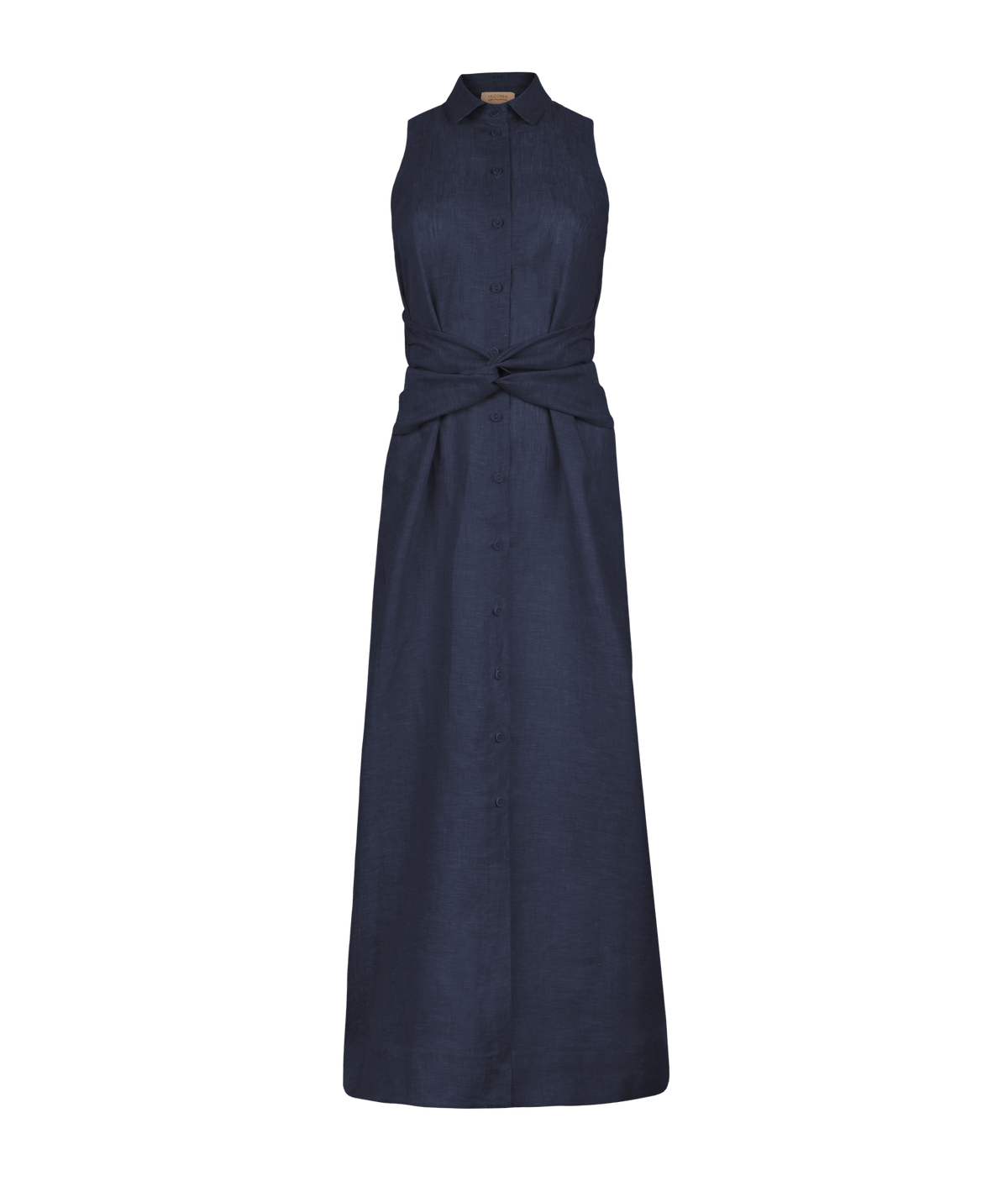 Poise Crossover Linen Dress in Blue, view 5