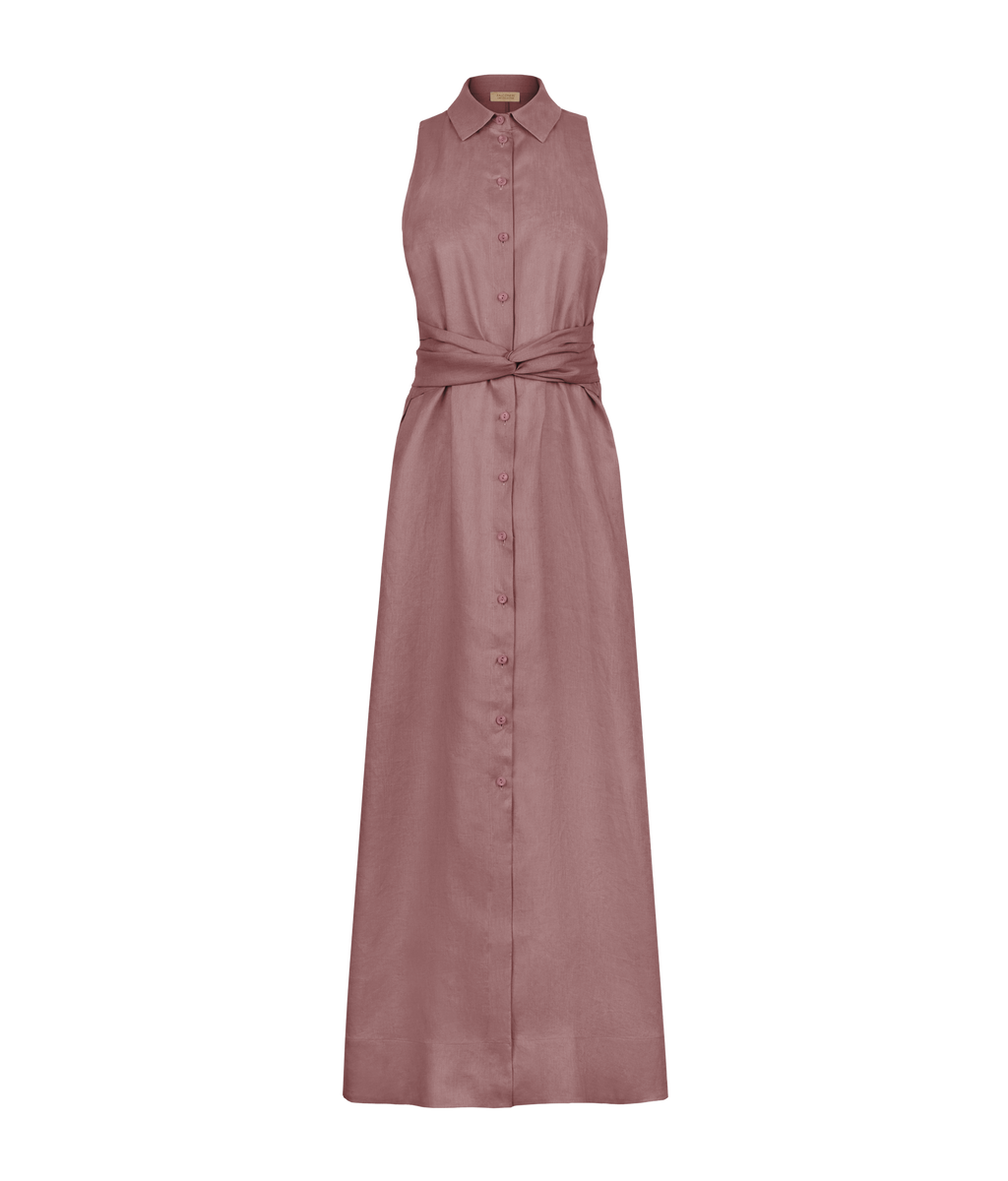 Poise Crossover Linen Dress in Rosé dark, view 5