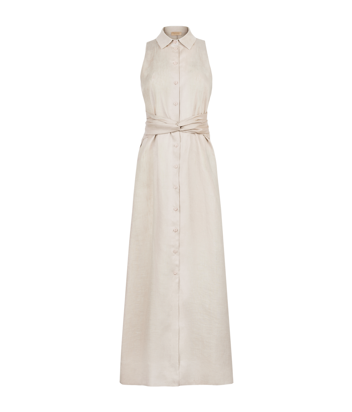 Poise Crossover Linen Dress in Stone, view 5