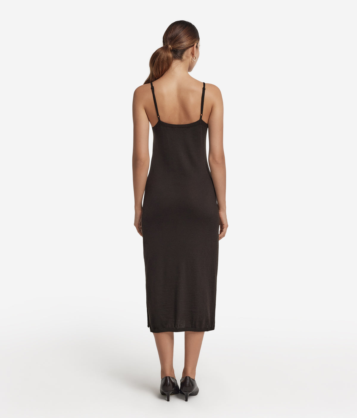 Drift Cashmere Slip Dress in Dark Chocolate Melange, view 3