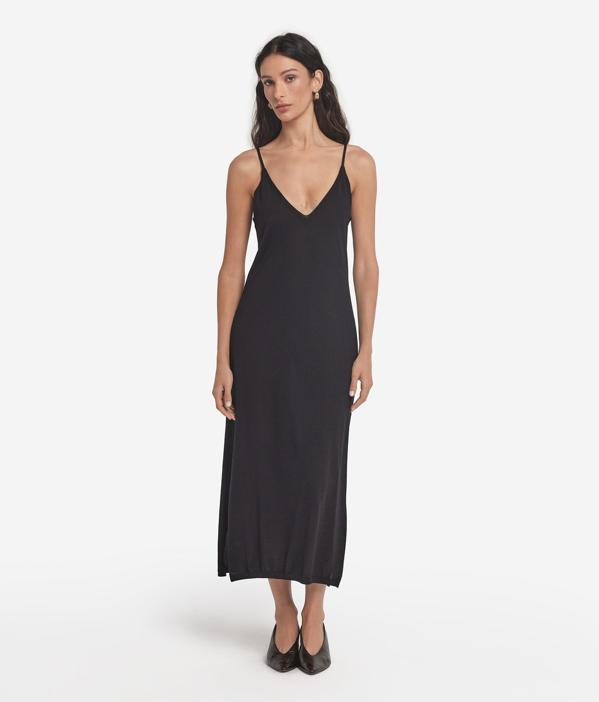Drift Cashmere Slip Dress in Black, view 2