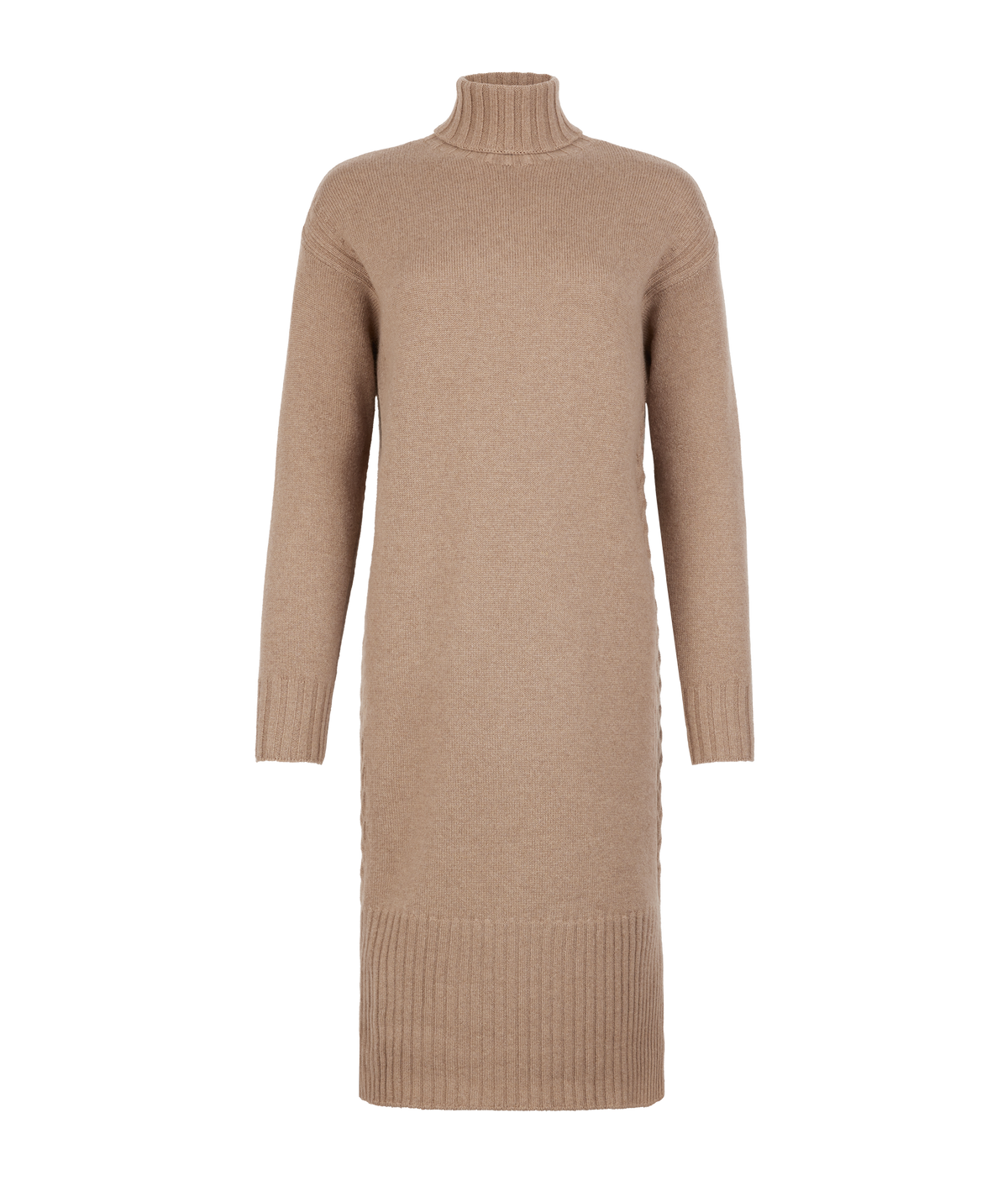 Column Cashmere Cable-Knit Dress in MELANGE WHEAT, view 5