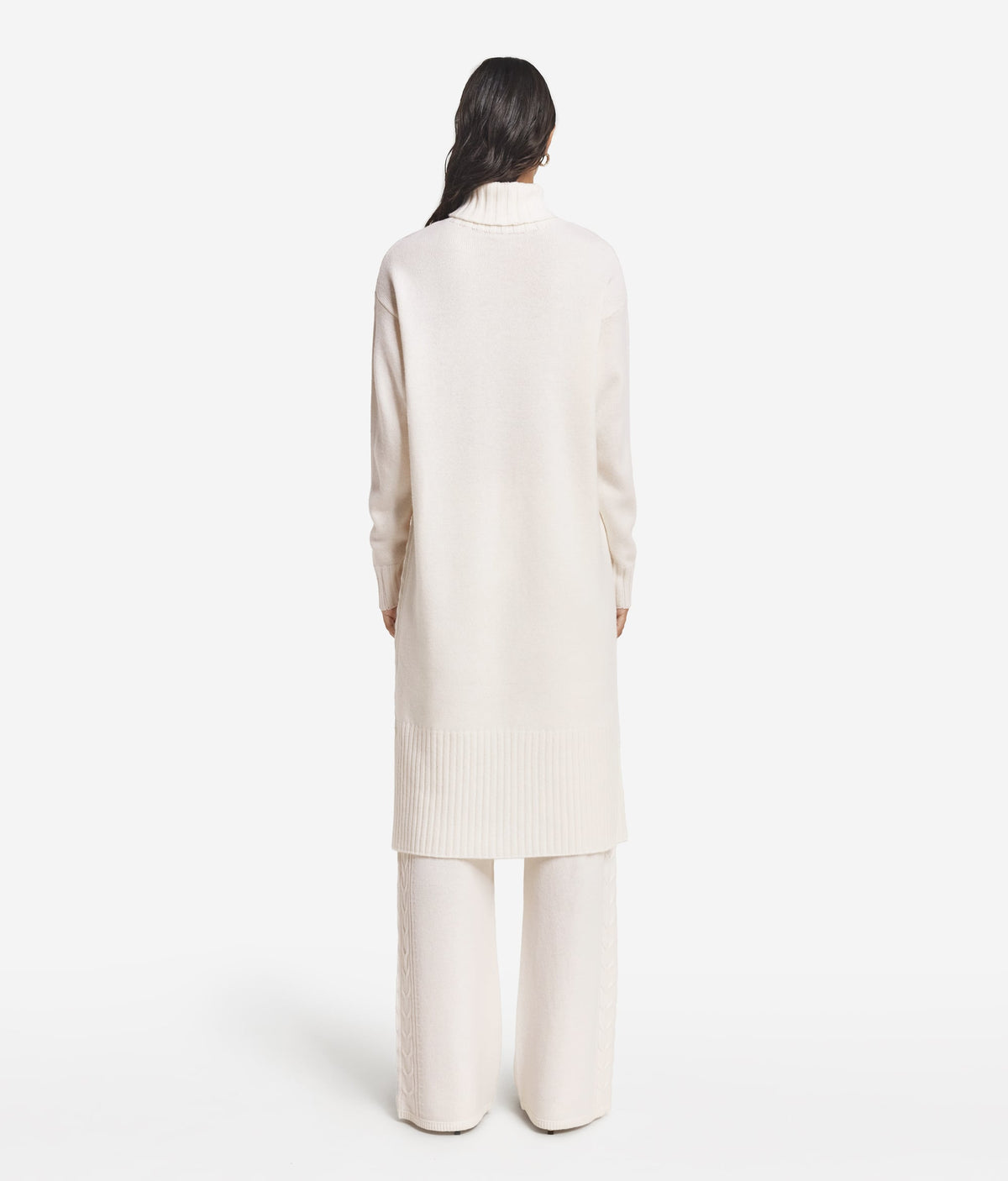 Column Cashmere Cable-Knit Dress in Bow, view 3