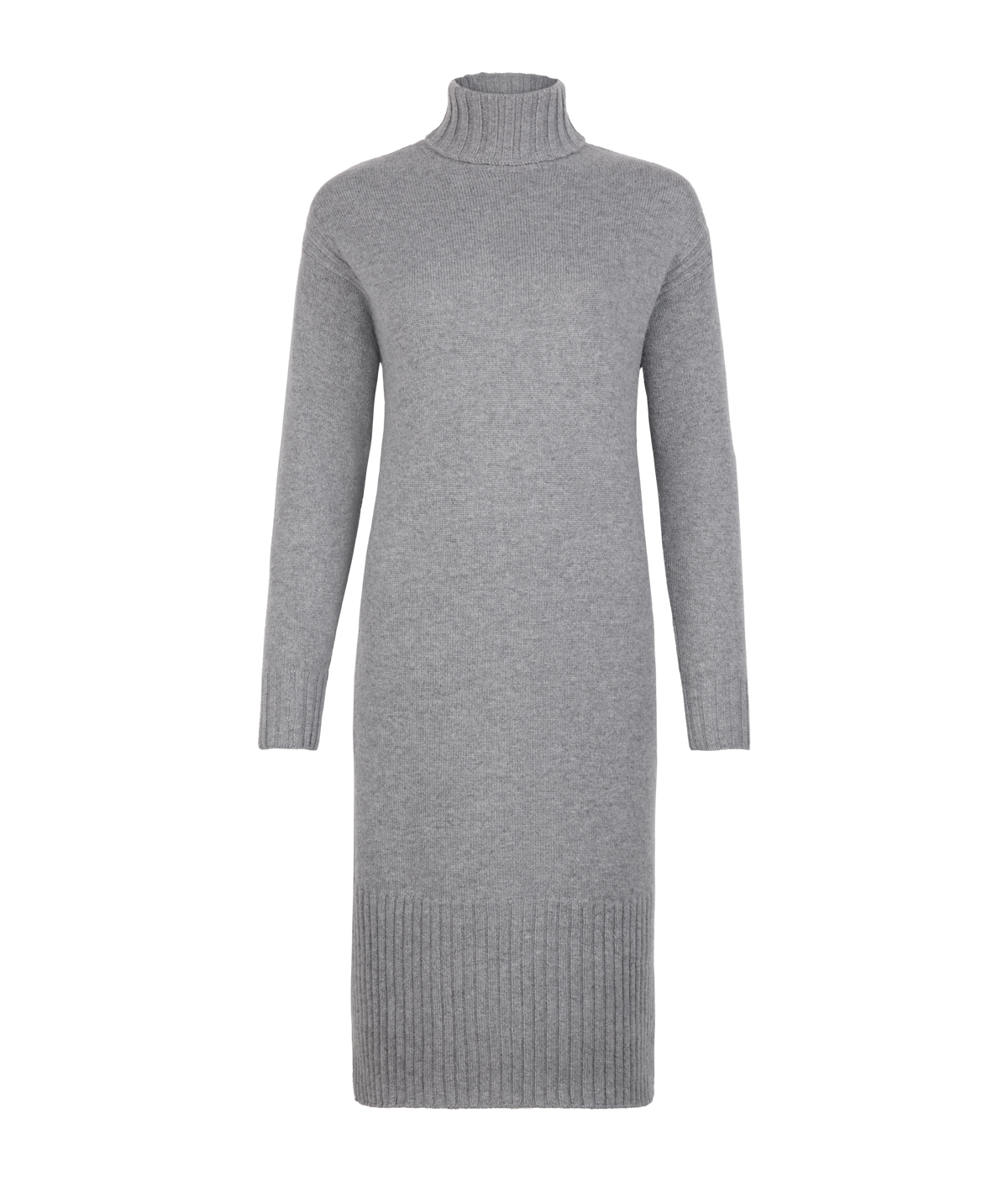 Column Cashmere Cable-Knit Dress in Gray Heather, view 5