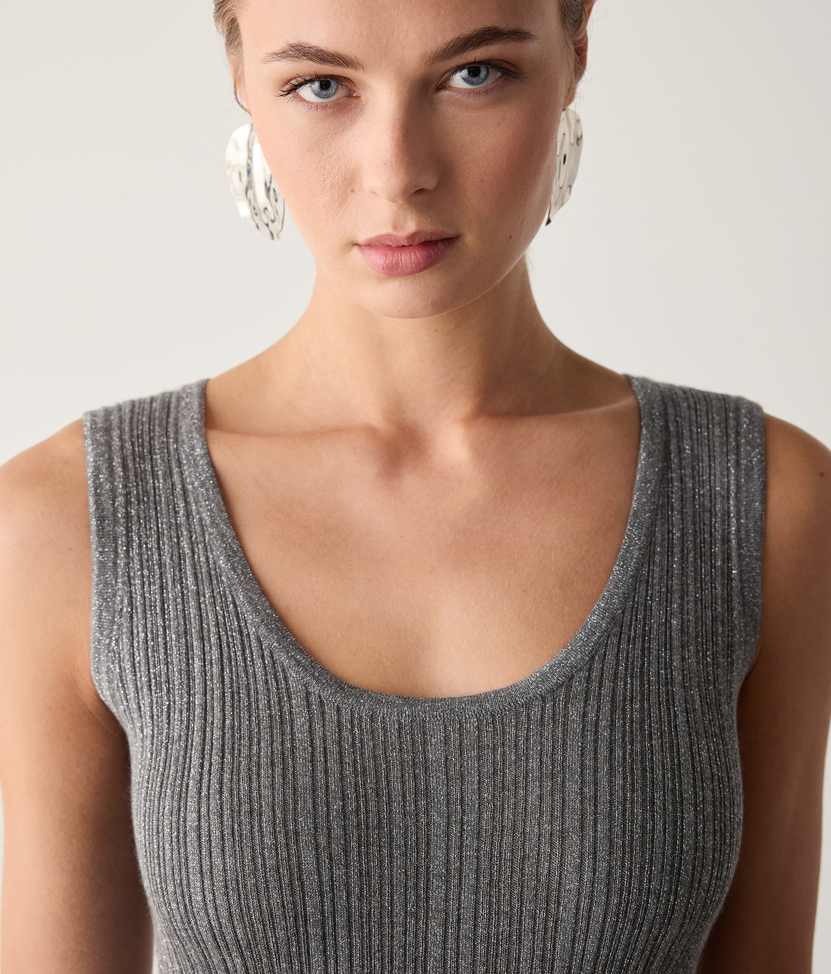 Contour Lamé Cashmere Ribbed Midi Dress in GRIGIO MEL SCURO LAME', view 4